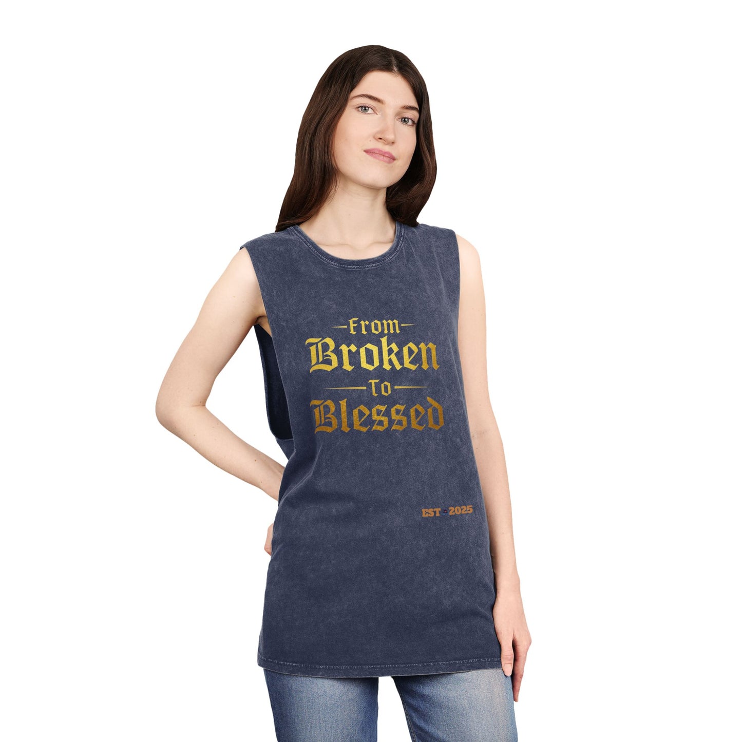 Tank Top - Blessed Believer Positive Stonewash Design