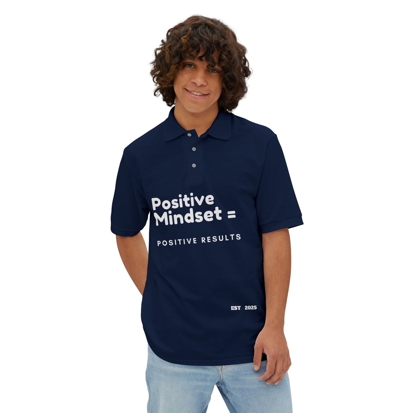 Positive Mindset Polo Shirt, Motivational Shirt for Men, Gift for Dad, Fitness Clothing, Office Wear, Casual Style