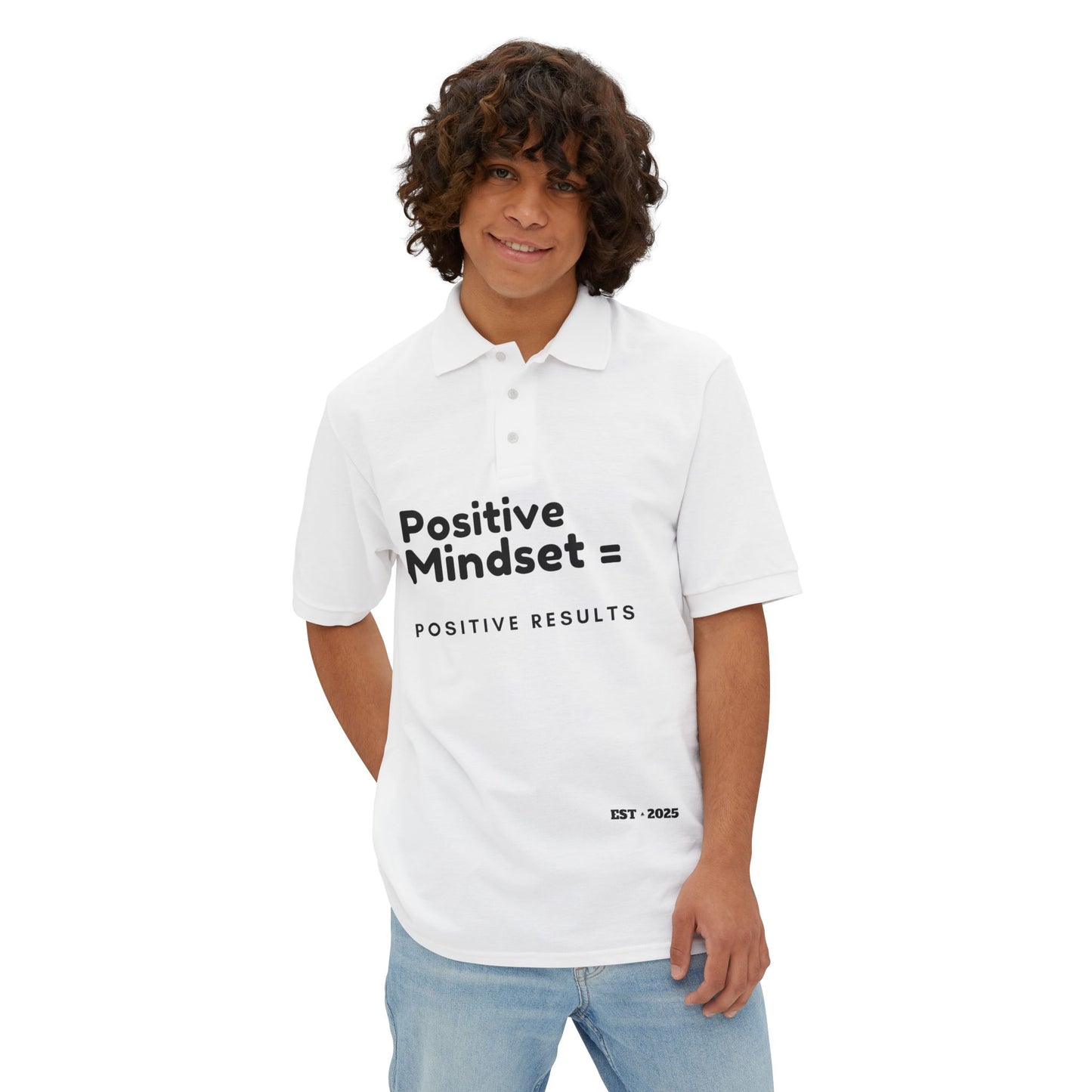 Positive Mindset Polo Shirt, Motivational Shirt for Men, Gift for Dad, Fitness Clothing, Office Wear, Casual Style