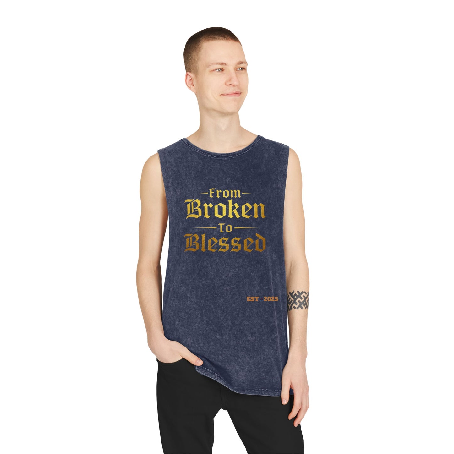 Tank Top - Blessed Believer Positive Stonewash Design