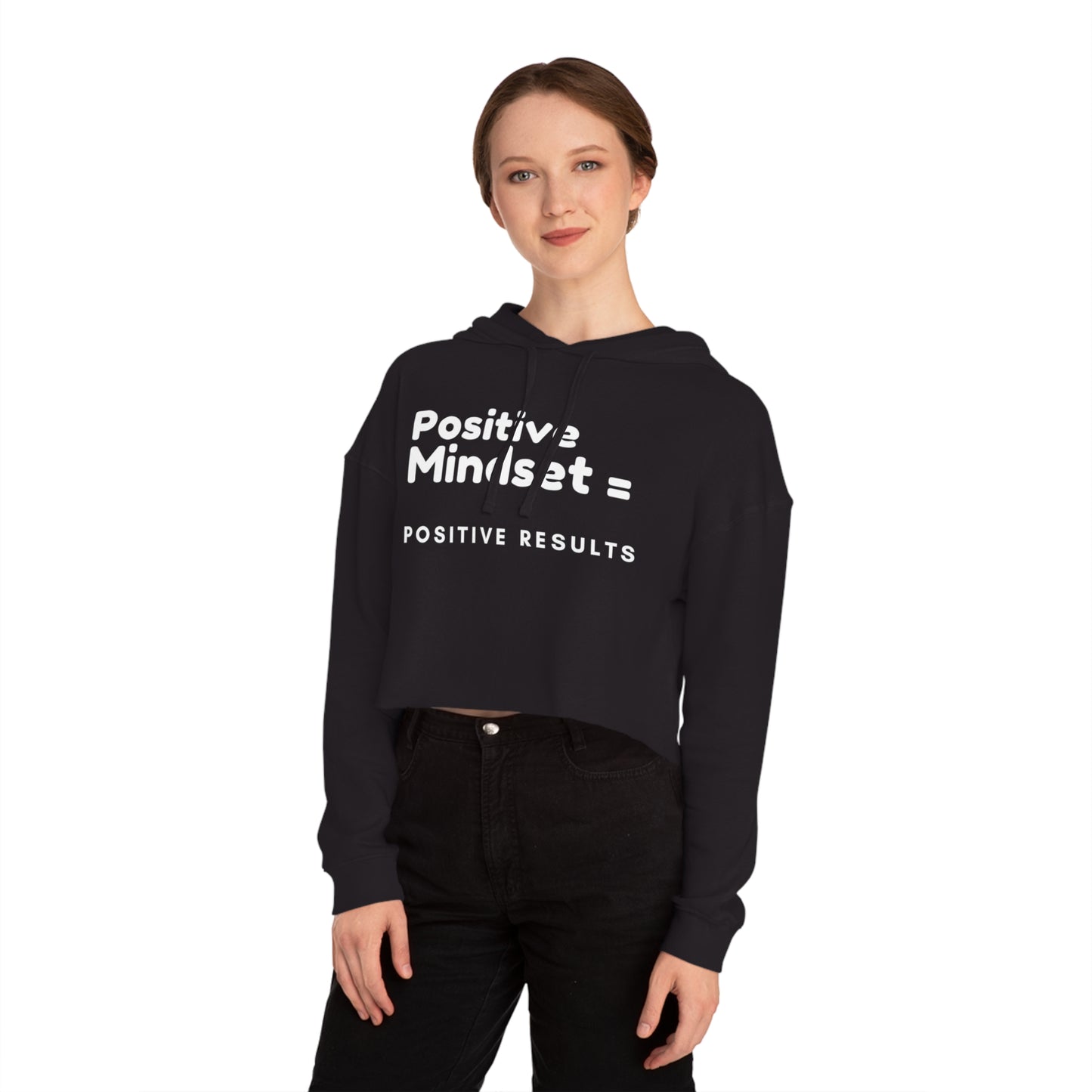 Positive Mindset Cropped Hoodie, Inspirational Clothing, Motivational Sweatshirt, Gift for Women, Positive Vibes Apparel, Casual Wear