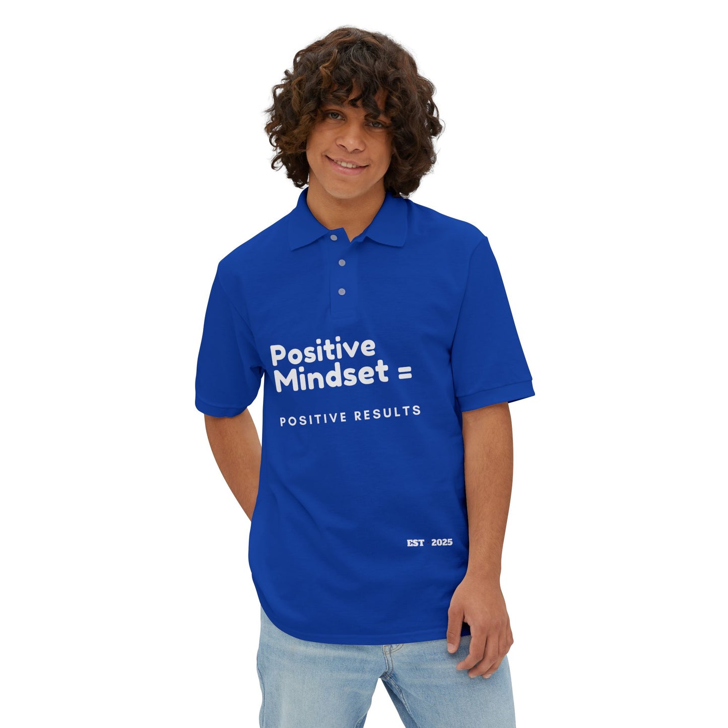 Positive Mindset Polo Shirt, Motivational Shirt for Men, Gift for Dad, Fitness Clothing, Office Wear, Casual Style