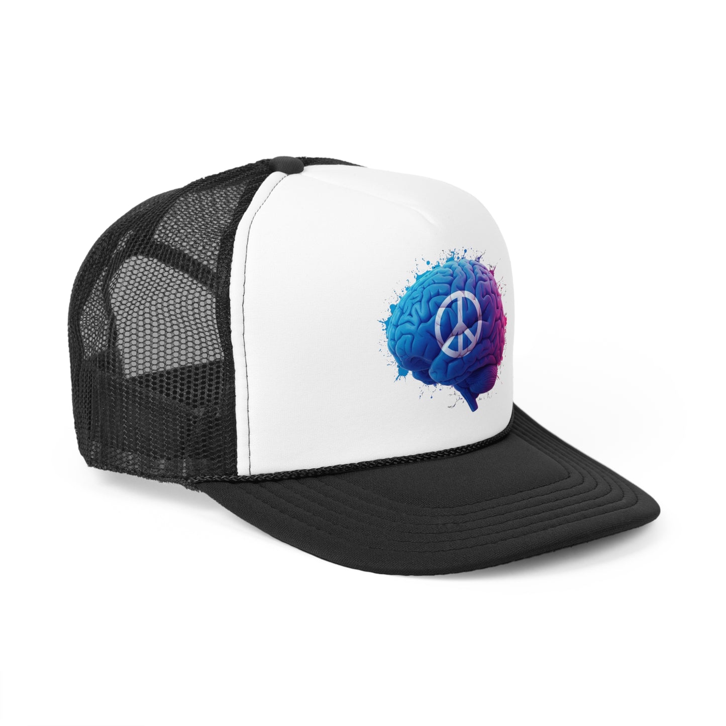 Psychology Peace Trucker Cap - Colorful Brain Design for Mindfulness and Creativity