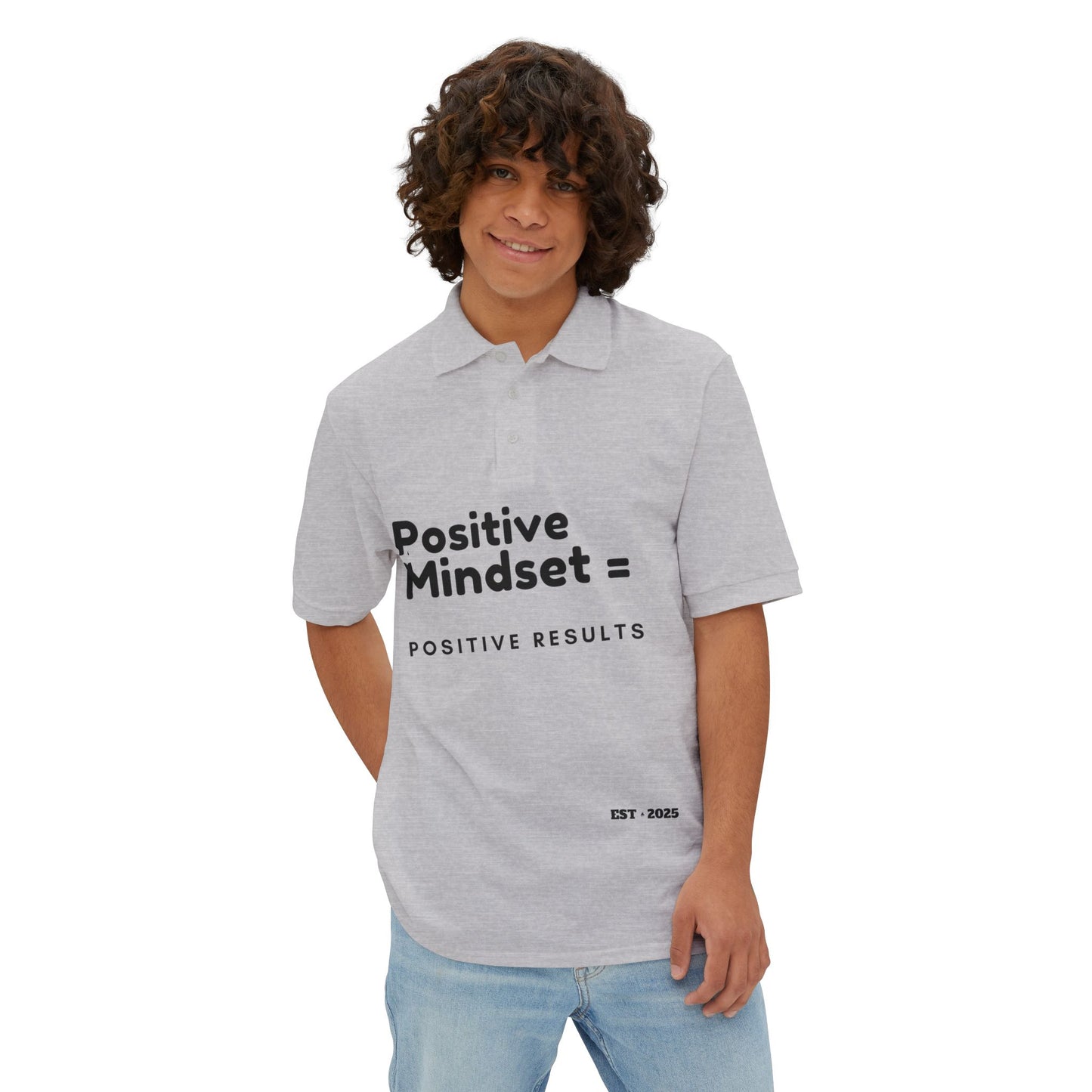 Positive Mindset Polo Shirt, Motivational Shirt for Men, Gift for Dad, Fitness Clothing, Office Wear, Casual Style