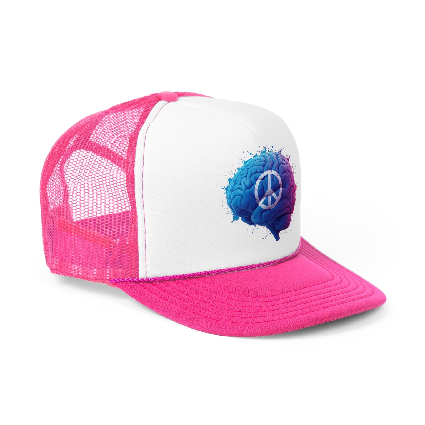 Psychology Peace Trucker Cap - Colorful Brain Design for Mindfulness and Creativity