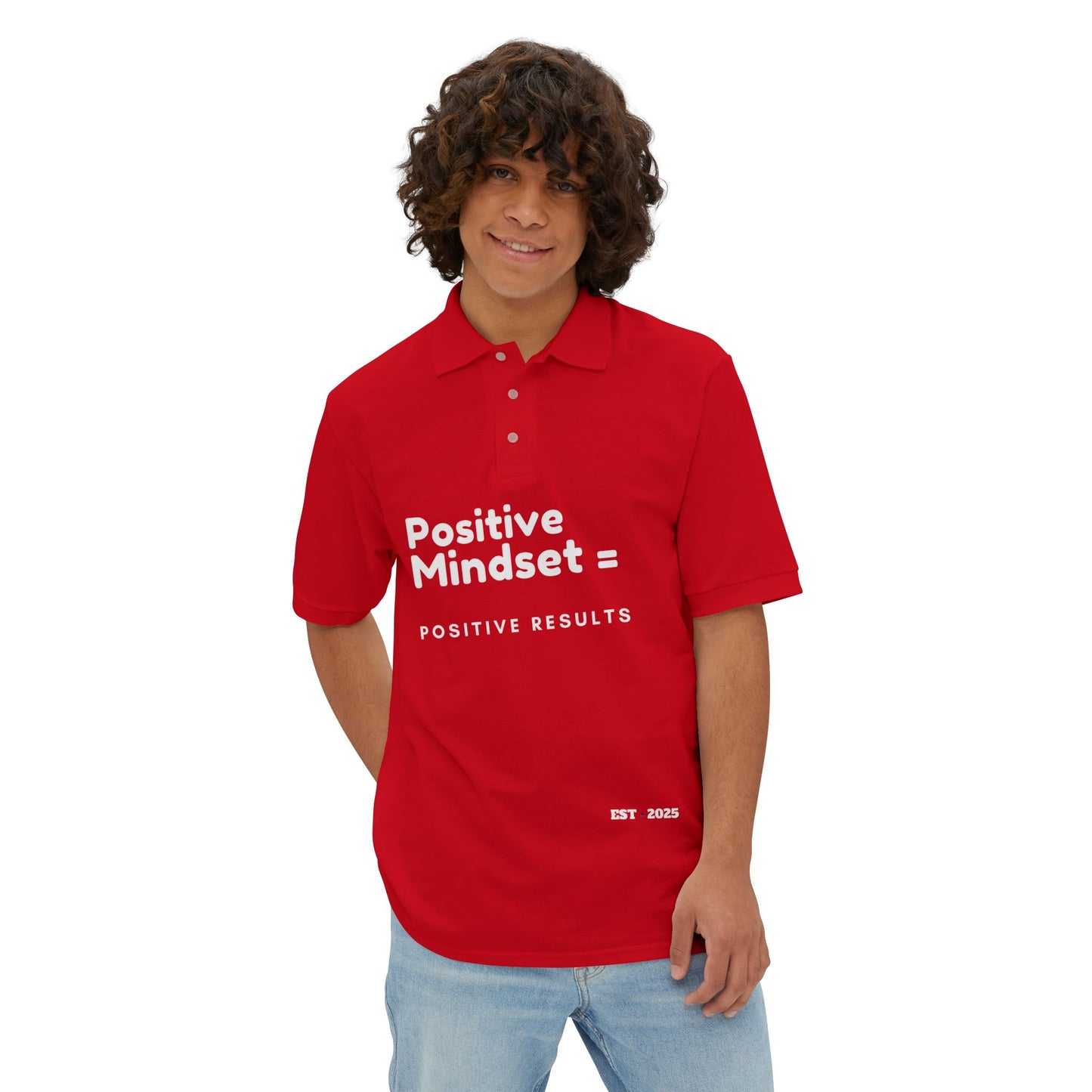 Positive Mindset Polo Shirt, Motivational Shirt for Men, Gift for Dad, Fitness Clothing, Office Wear, Casual Style
