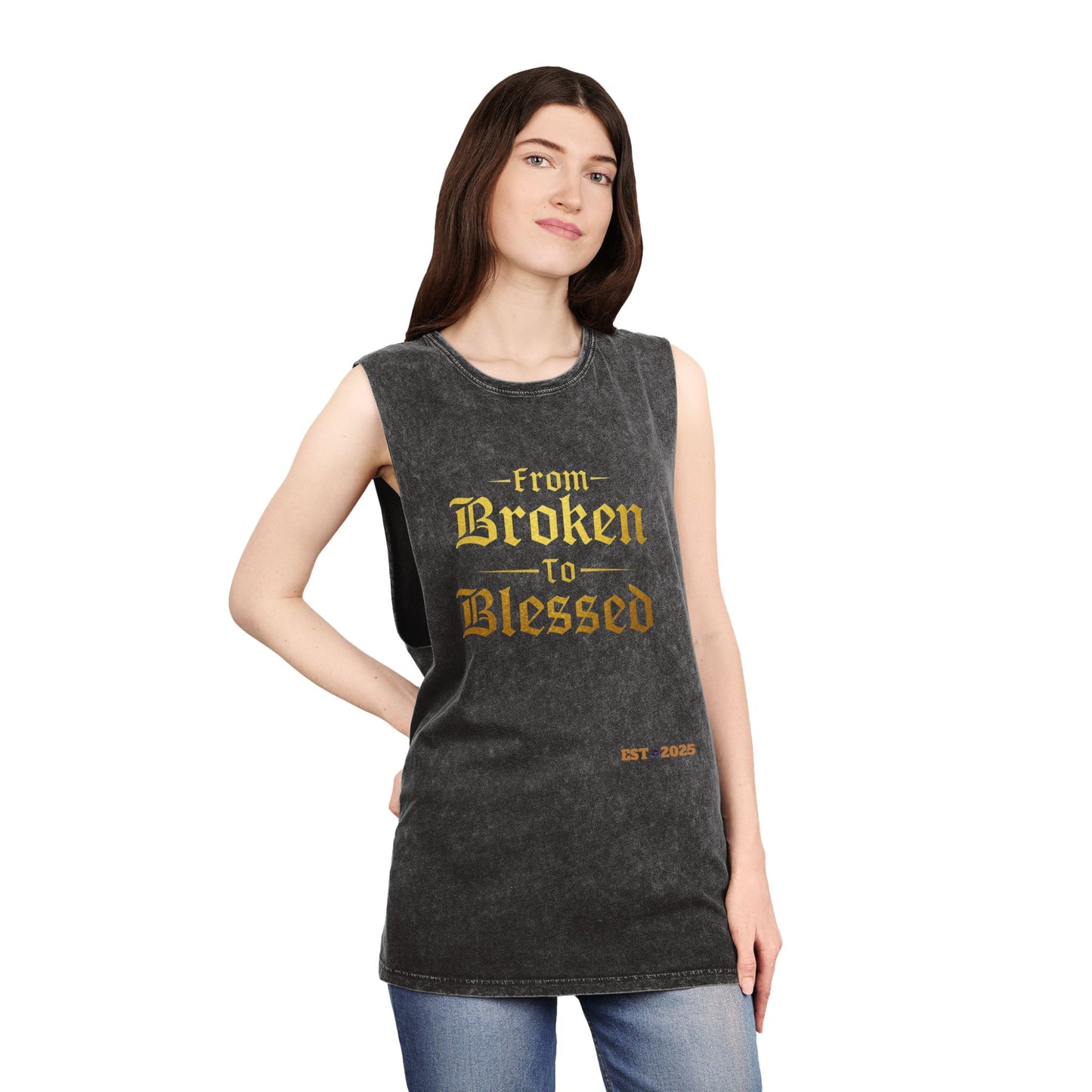 Tank Top - Blessed Believer Positive Stonewash Design