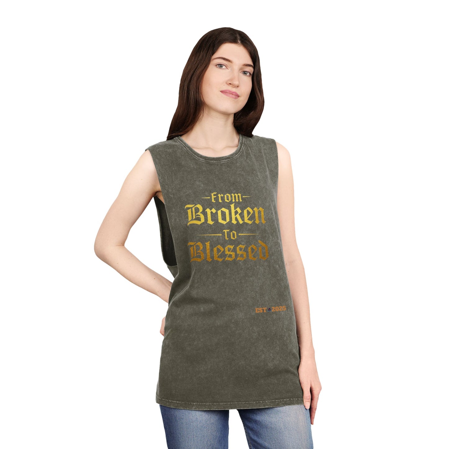 Tank Top - Blessed Believer Positive Stonewash Design