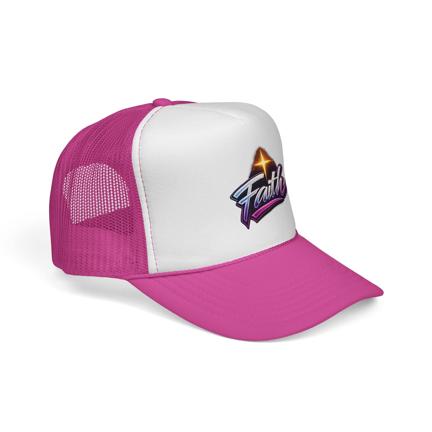 Faith Trucker Hat — Retro Cross Logo Mesh Cap