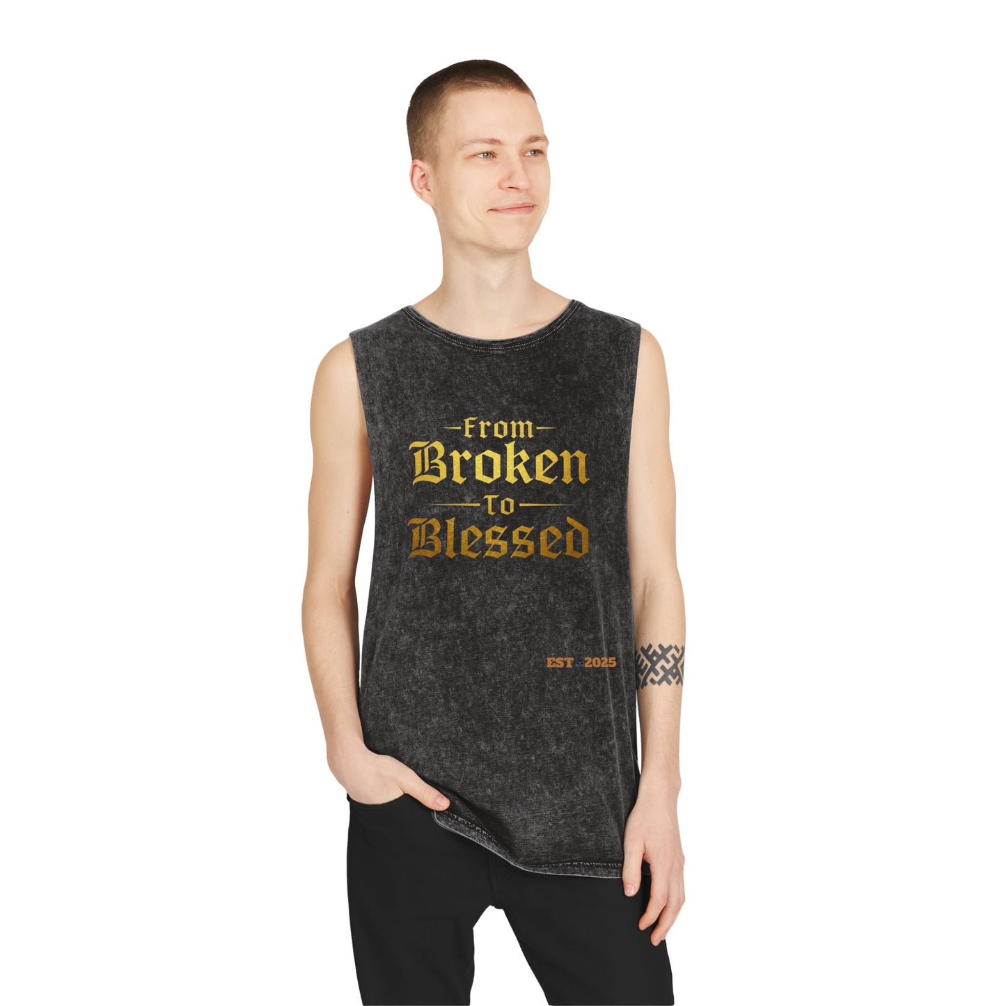 Tank Top - Blessed Believer Positive Stonewash Design