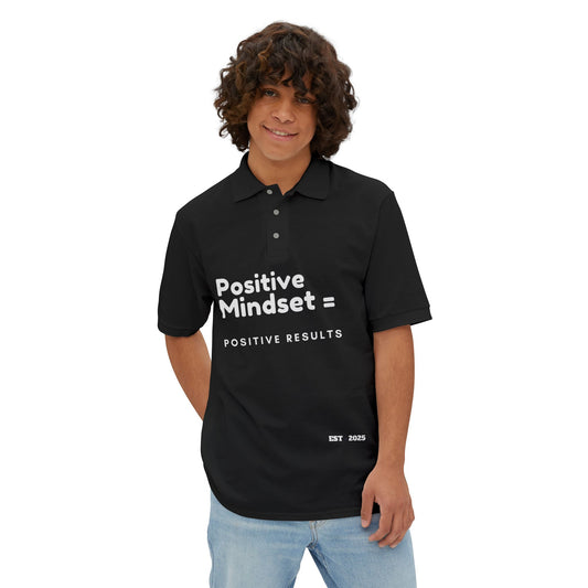 Positive Mindset Polo Shirt, Motivational Shirt for Men, Gift for Dad, Fitness Clothing, Office Wear, Casual Style